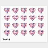 Sticker Cœur BoHo Chic Enveloppe violet et rose floral (Feuille)