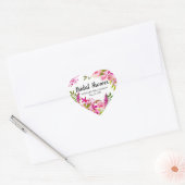 Sticker Cœur Boho Chic rose Fête des mariées florale (Enveloppe)
