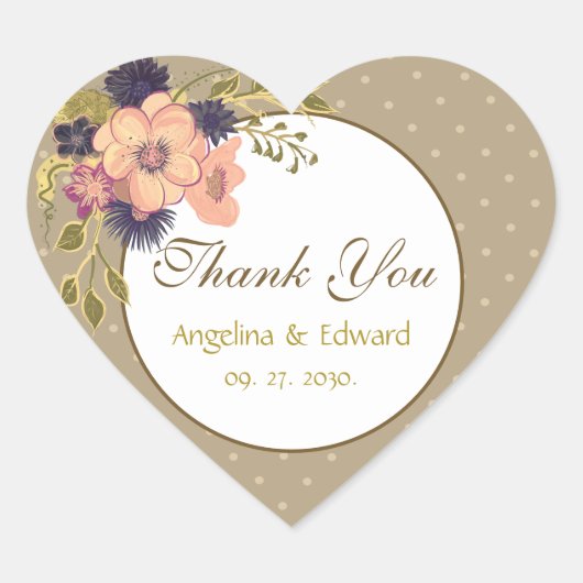 Sticker Cœur Boho Chic Rose Wedding Favor (Devant)