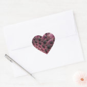Sticker Cœur Boho Funky Eclectique Rose Noir Abstrait Fractal (Enveloppe)
