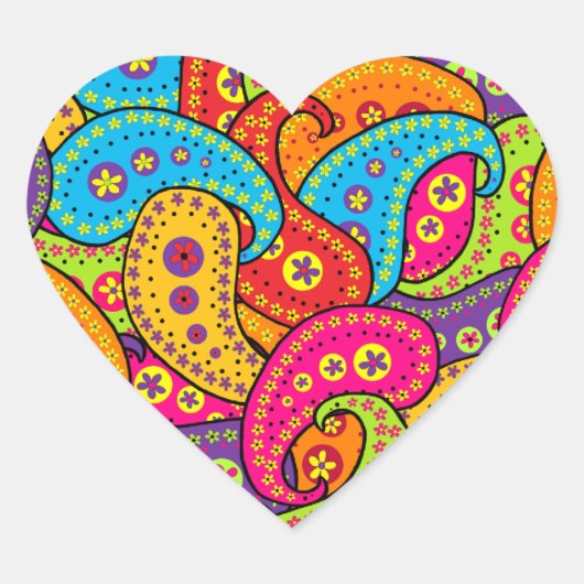 Sticker Cœur Boho Paisley (Devant)