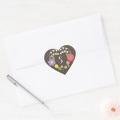 Sticker Cœur Boho Rustic Floral Mariage (Enveloppe)