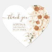 Sticker Cœur Boho Terracotta Mariage Floral Merci (Devant)