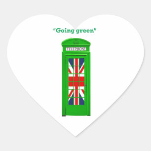 Sticker Cœur Boîte téléphonique londonienne "Go green"