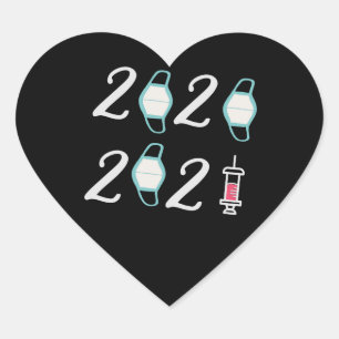 Sticker Cœur Bonjour 2021 Au revoir 2020 - C'est enfin terminé