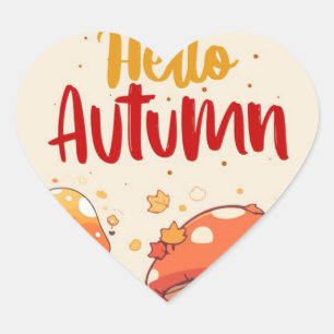 Sticker Cœur Bonjour automne