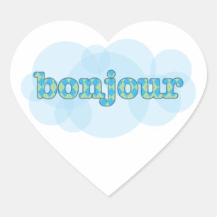 Sticker Cœur Bonjour en bonjour français avec motif Jacquard