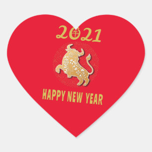 Sticker Cœur Bonne année chinoise 2021