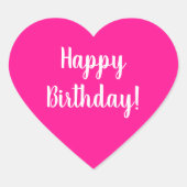 Sticker Cœur Bonne Anniversaire Hot rose White Typographie (Devant)