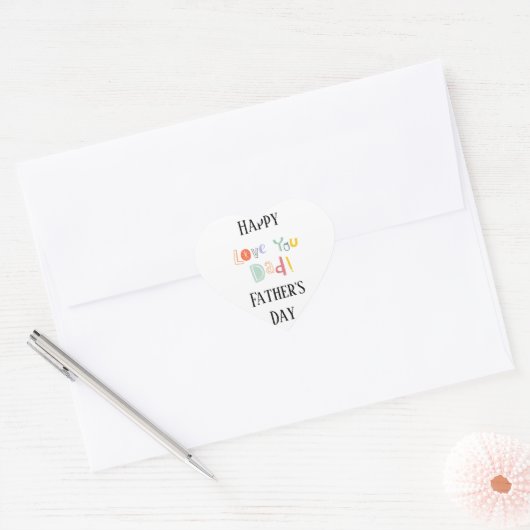 Sticker Cœur Bonne Fête des pères, je t'aime papa (Enveloppe)