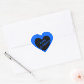 Sticker Cœur "Bonne Saint Valentin" coeur noir sur bleu (Enveloppe)
