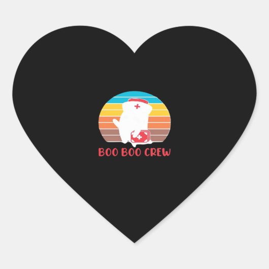 Sticker Cœur Boo Boo Crew Nurse Funny Ghost Halloween Classique (Devant)