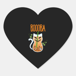 Sticker Cœur Boooba Kawaii Boba Boire du thé Amoureux des chats