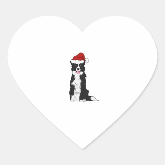 Sticker Cœur Bordure de Noël Collie 1 (Devant)