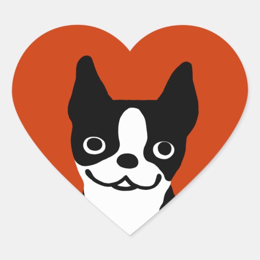 Sticker Cœur Boston Terrier - chien mignon (Devant)