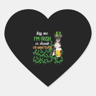 Sticker Cœur Boston Terrier Kiss Me Je suis Irlandais, Irlandai