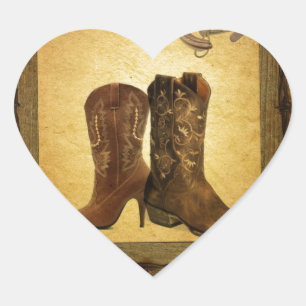 Sticker Cœur bottes de cowboy primitives western country