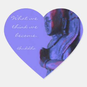 Sticker Cœur Bouddha sculpté à la main bleue