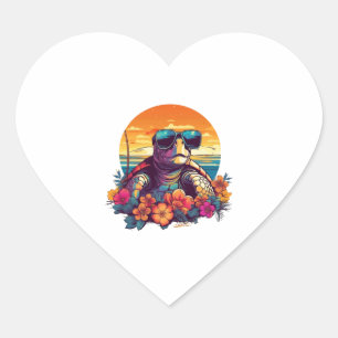Sticker Cœur Bouilloire avec lunettes de soleil à la plage