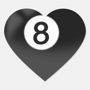 Sticker Cœur Boule 8 - Billard