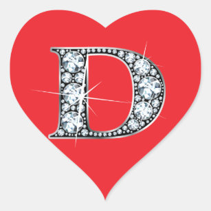 Sticker Cœur Boule de diamant "D" sur l'autocollant de coeur ro