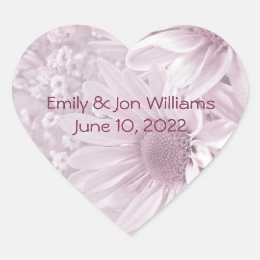 Sticker Cœur bouquet de marguerite rose (Devant)