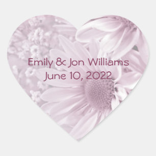 Sticker Cœur bouquet de marguerite rose