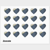 Sticker Cœur Bouquet de rose blanche Boho Dusty Mariage bleu (Feuille)