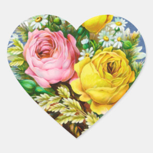 Sticker Cœur Bouquet floral d'automne aquarelle