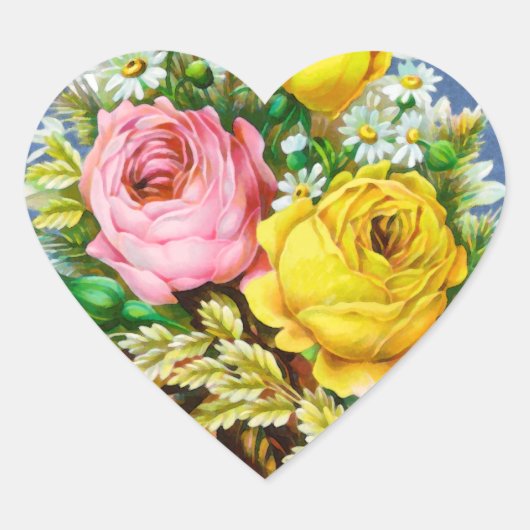 Sticker Cœur Bouquet floral d'automne aquarelle (Devant)