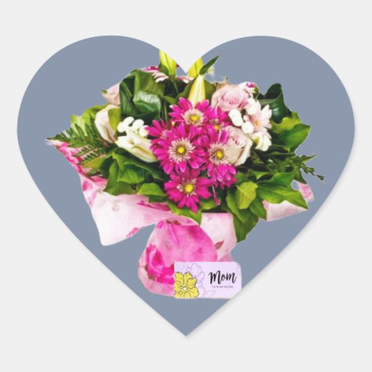 Sticker Cœur Bouquet pour maman (Devant)