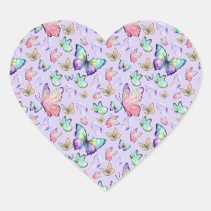 Sticker Cœur Bouteilles d'aquarelle Motif sans couture violet