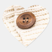 Sticker Cœur Bouton de pull cardigan crème brun mignon (Devant)