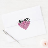 Sticker Cœur Bow Rose Et Zèbre Blanc Grillés De Perles (Enveloppe)