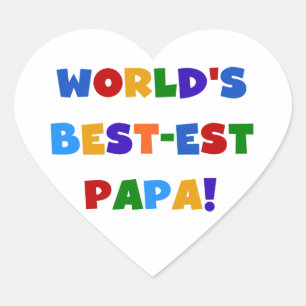 Sticker Cœur Bright Colours World's Best Papa Tshirts and Gifts