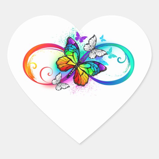 Sticker Cœur Bright infinity with rainbow butterfly (Devant)