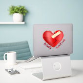 Sticker Coeur brisé guéri avec patch et citation de vie (Ordinateur portable sur le bureau)
