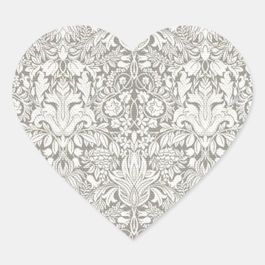 Sticker Cœur brocade en dentelle blanche élégante (Devant)