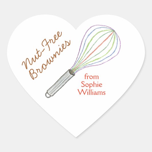 Sticker Cœur Brownie baking labels / Nut free brownies (Devant)