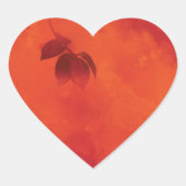 Sticker Cœur Brûlé Orange Persimmon Feuilles Abtract Automne (Devant)