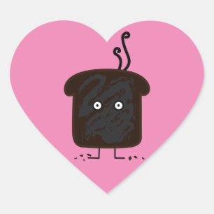 Sticker Cœur Brûler Toast fumée miettes cendres pain