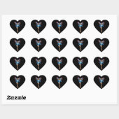 Sticker Cœur Brunette Pixie 3D - violet et bleu (Feuille)