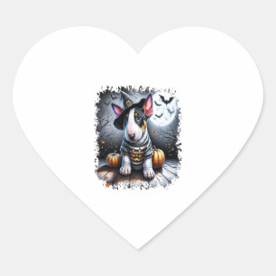 Sticker Cœur Bull Terrier Chien Halloween