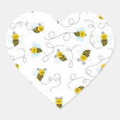 Sticker Cœur Bumblebee Flying Yellow Black Bumble Bee (Devant)