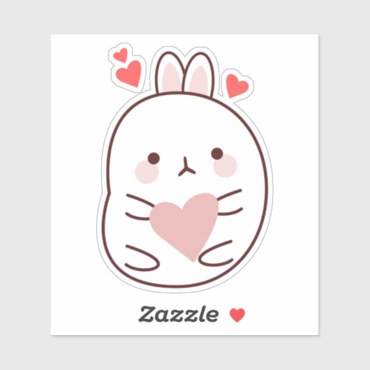 Sticker Coeur Bunny mignon (Feuille)