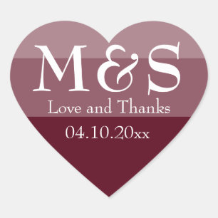 Sticker Cœur Burgundy Moderne Élégant Mariage Script