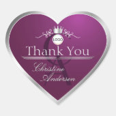 Sticker Cœur Burgundy with Silver Frame Logo Monogram Thank You (Devant)