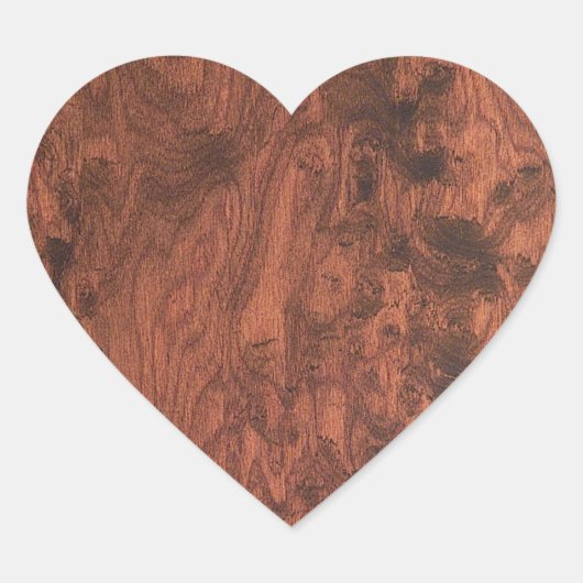 Sticker Cœur Burl Mahogany Wood Texture (Devant)