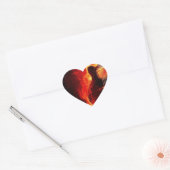 Sticker Cœur Burning Guitar, Orange Flames Music Rock Band (Enveloppe)