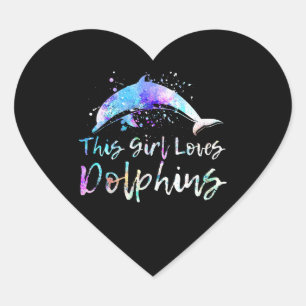 Sticker Cœur cadeau amant dauphin cette fille aime dauphins fe